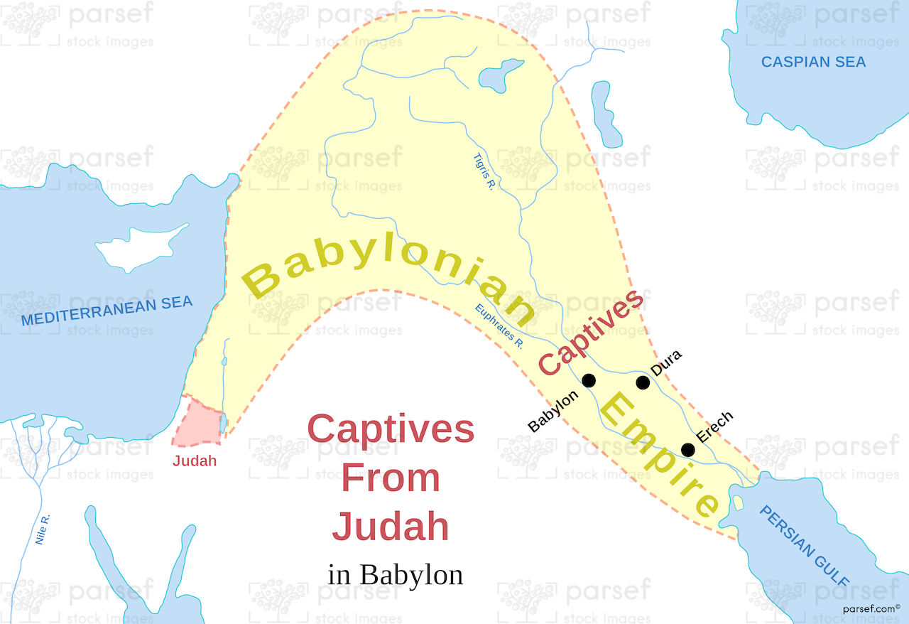 Captives From Judah in Babylon Map bible map