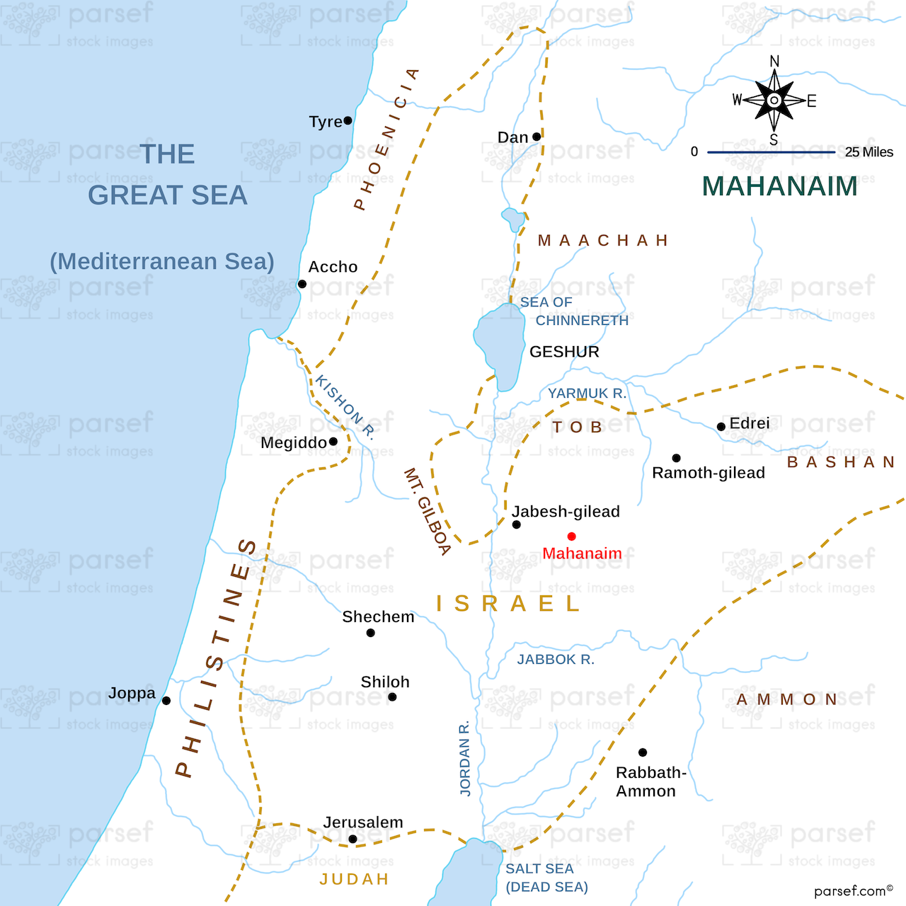 Mahanaim Map bible map