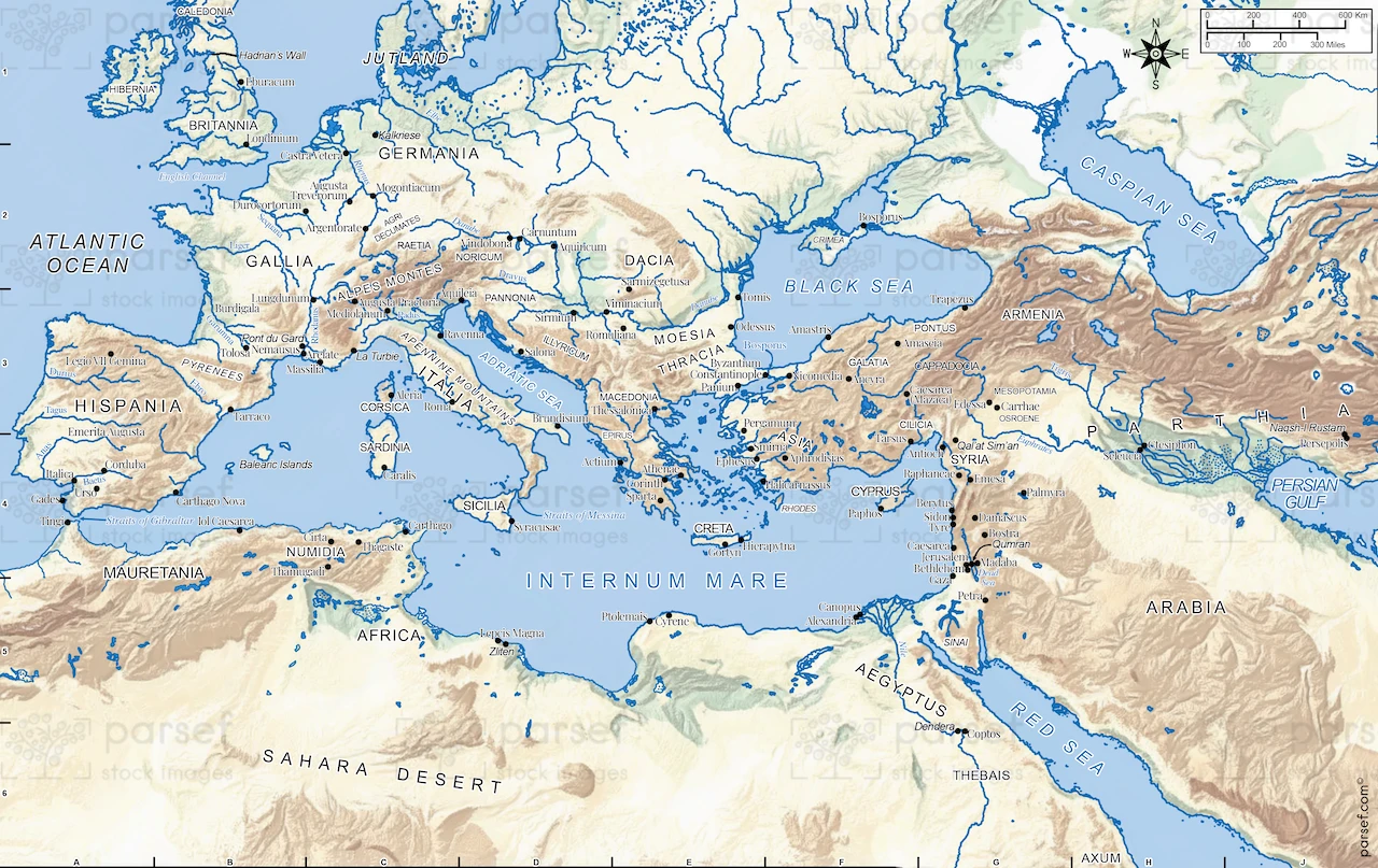 The Extent Of The Ancient Mediterranean World Map bible map