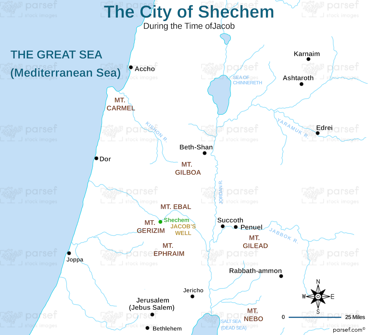 Genesis City of Shechem Map bible map