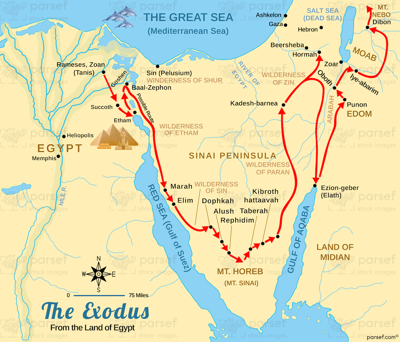 Exodus from Egypt Map bible map