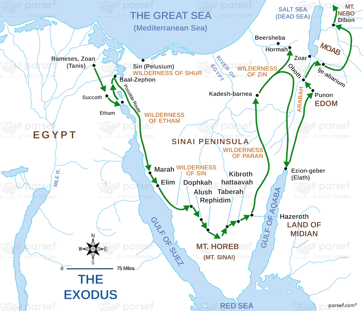 Exodus Route Map bible map