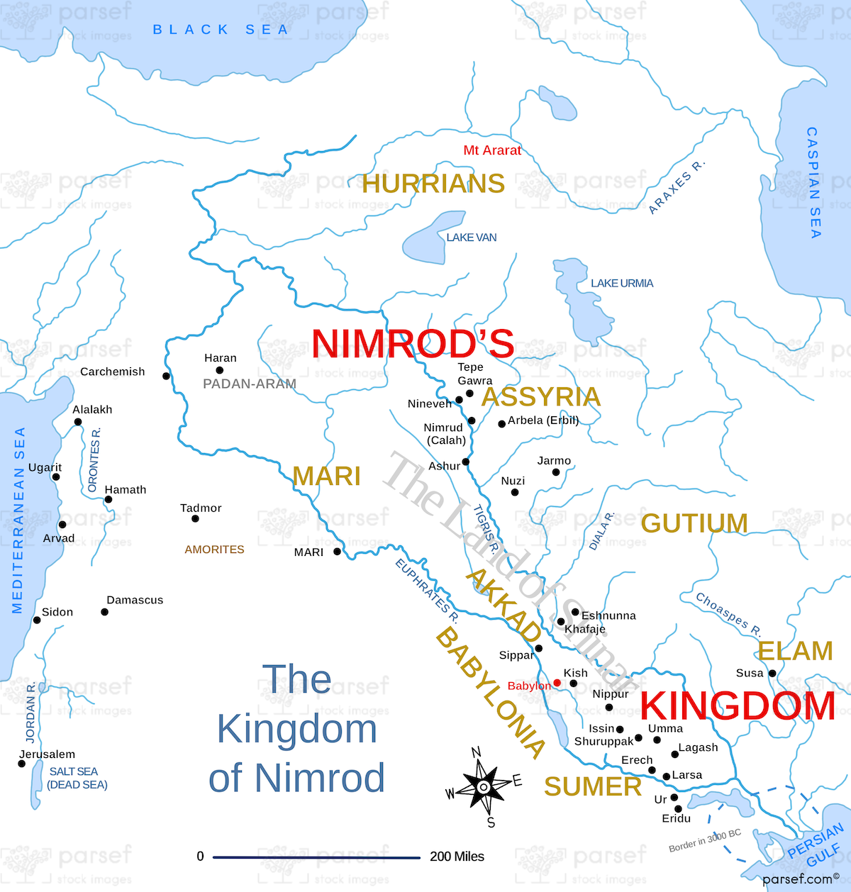 Genesis Kingdom of Nimrod Map bible map