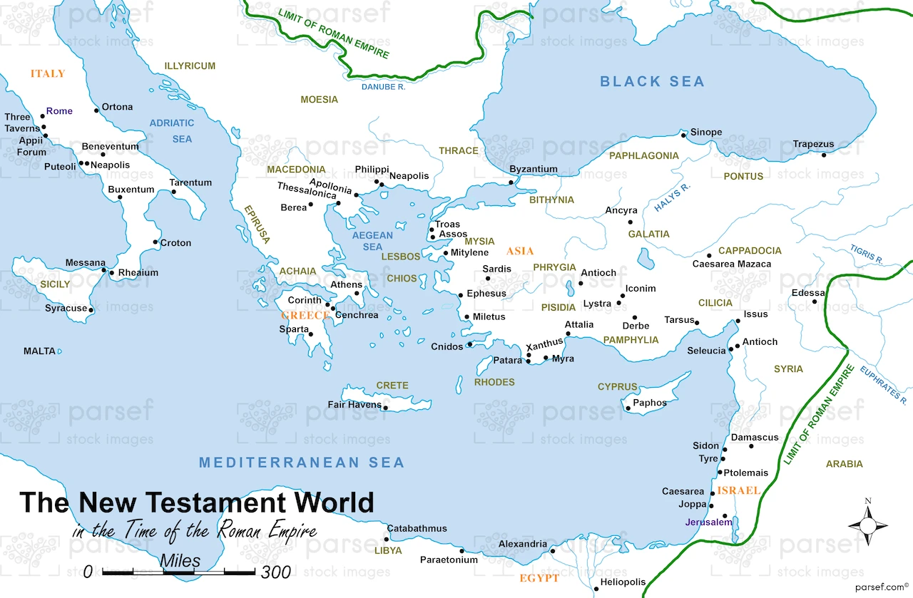 The New Testament World in the Time of the Roman Empire Map bible map